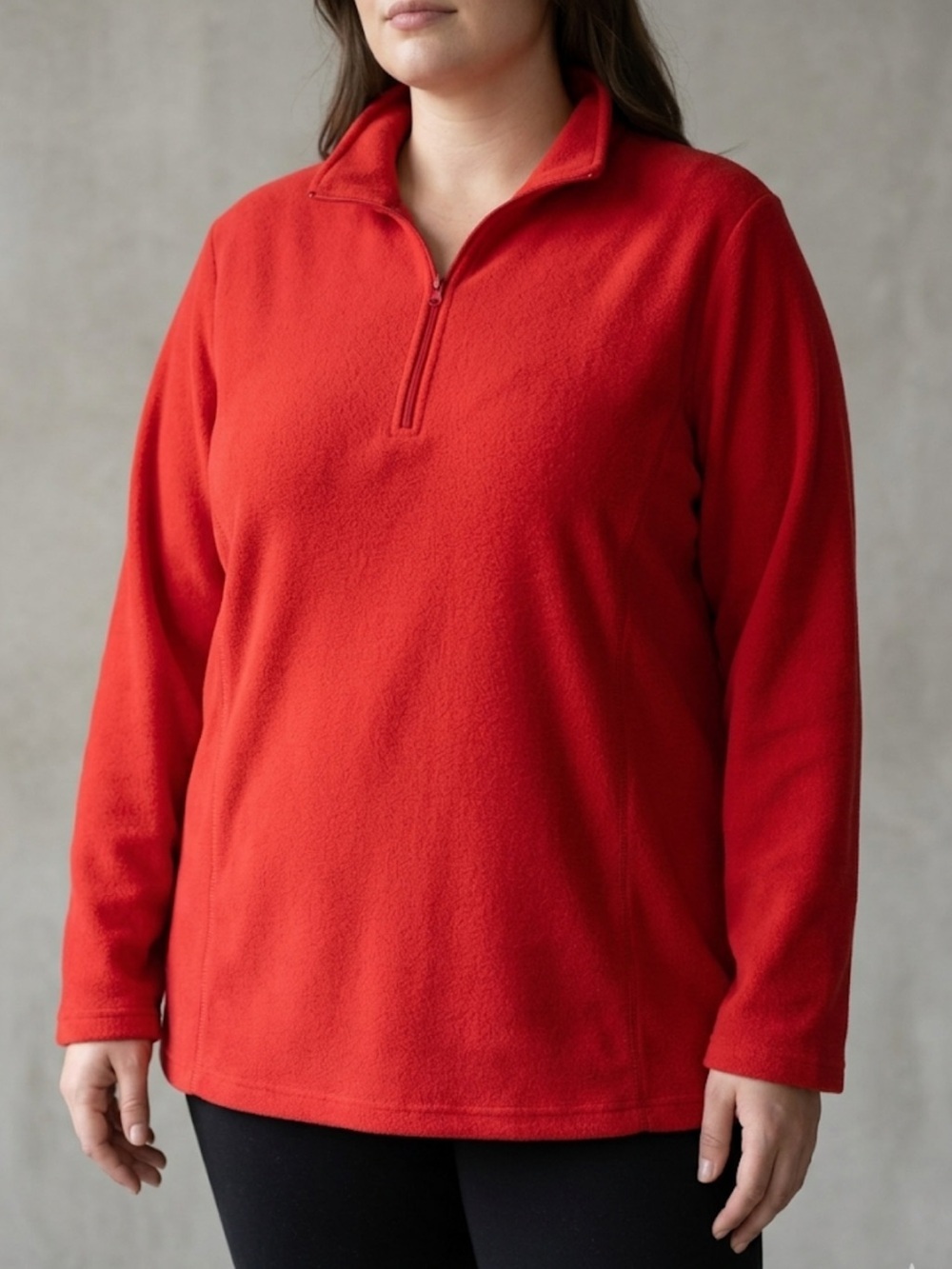 67 Lands’ End Quarter‑Zip Red Fleece Size 2X Outdoor‑Core Comfort Athleisure
